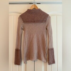 TORY BURCH Women's Marnie Sweater Size Small-Champagne/Blush Alpaca Wool Blend